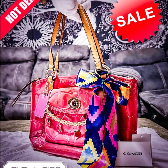Coach Handbags - Coach Pink soho Shoulder Bag with Multicolor Scarf